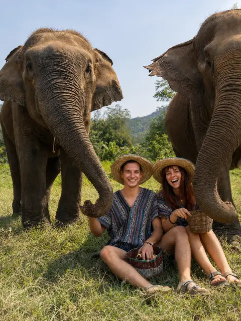 Elephant Care Day & Bamboo Rafting & Relax Waterfall